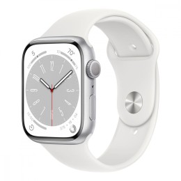 Apple Watch Series 8, 45 мм корпус из алюминия серебристого цвета, спортивный ремешок «White»