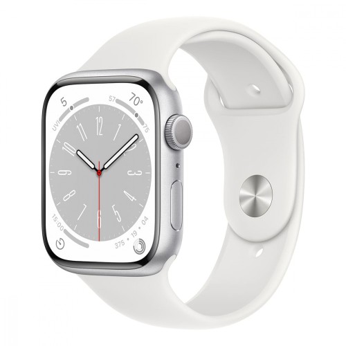 Apple Watch Series 8, 41мм корпус из алюминия серебристого цвета, спортивный ремешок «White»
