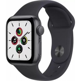 Смарт-часы Apple Watch SE, 40 мм, корпус из алюминия цвета серый космос, спортивный ремешок цвета темная ночь